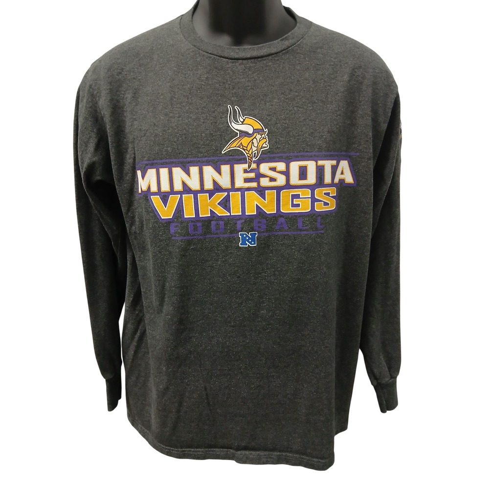 NFL Team Apparel Minnesota Vikings Long Sleeve Shirt Mens Medium Charcoal Grey
